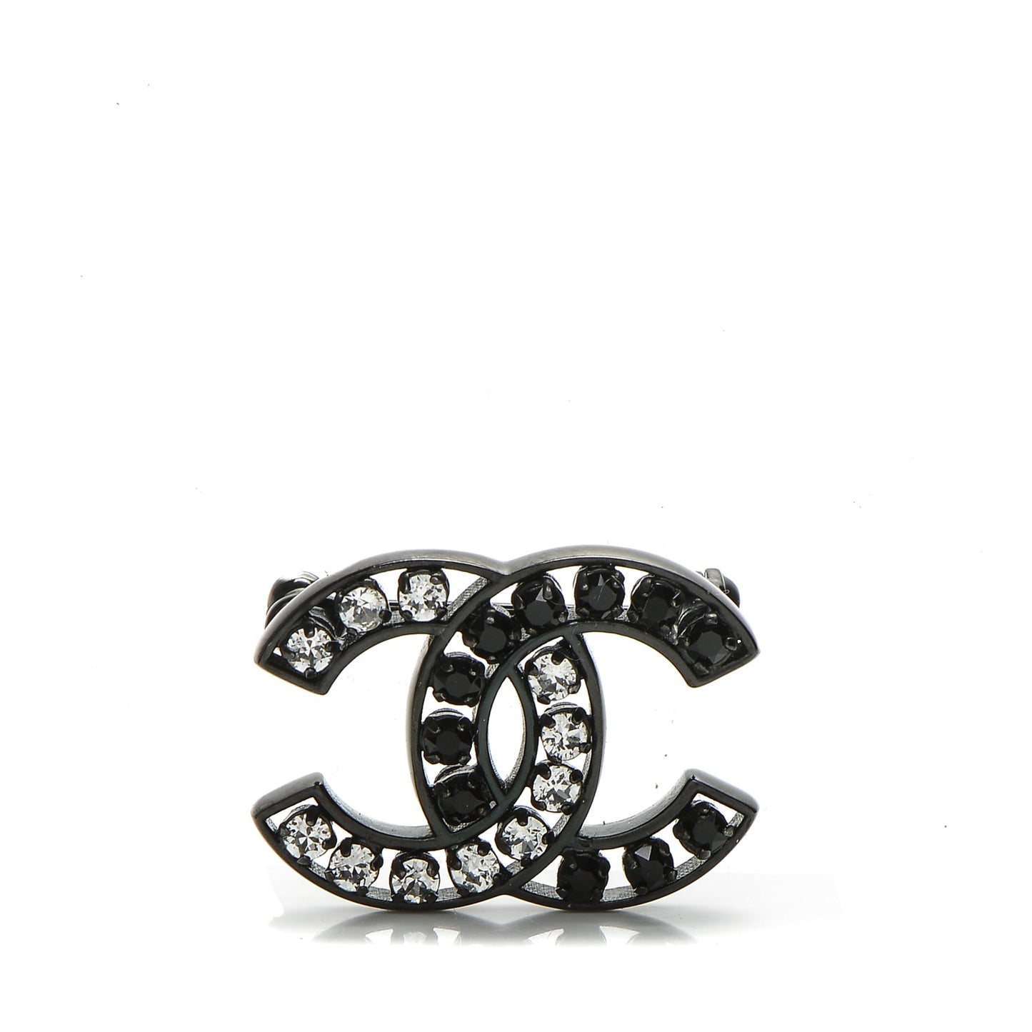 Crystal CC Mini Brooch Black