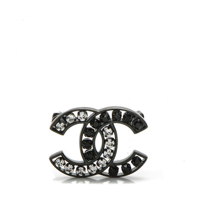Chanel Crystal CC Mini Brooch Black 1 of 5
