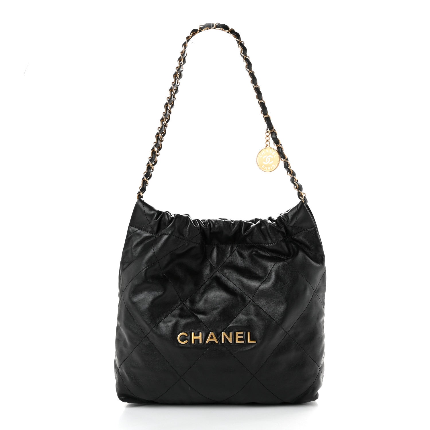 Chanel Shiny Calfskin Quilted Small Chanel 22 Black 1 of 11