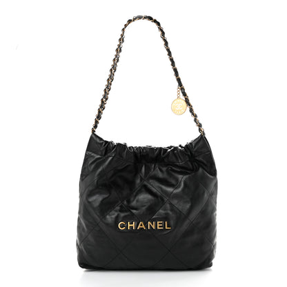 Chanel Shiny Calfskin Quilted Small Chanel 22 Black 1 of 11
