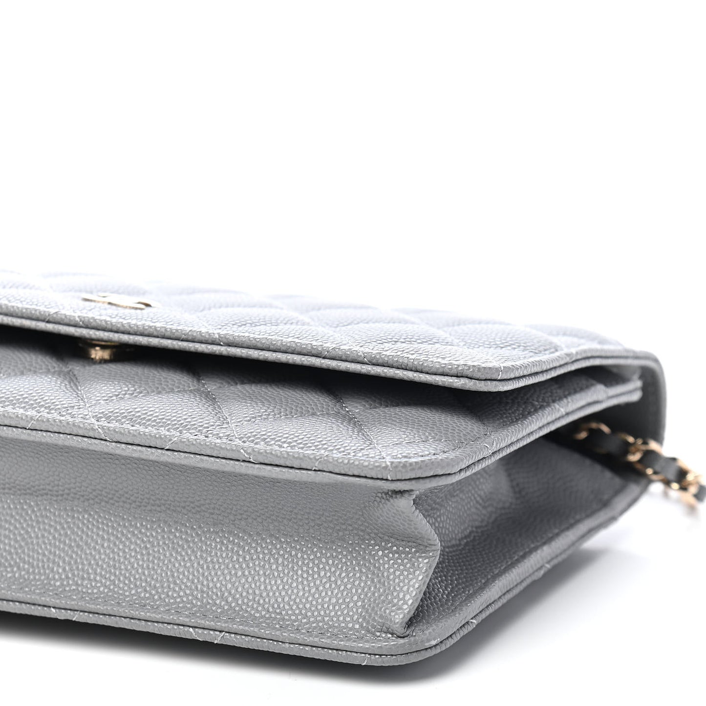 Caviar Quilted Wallet On Chain WOC Grey