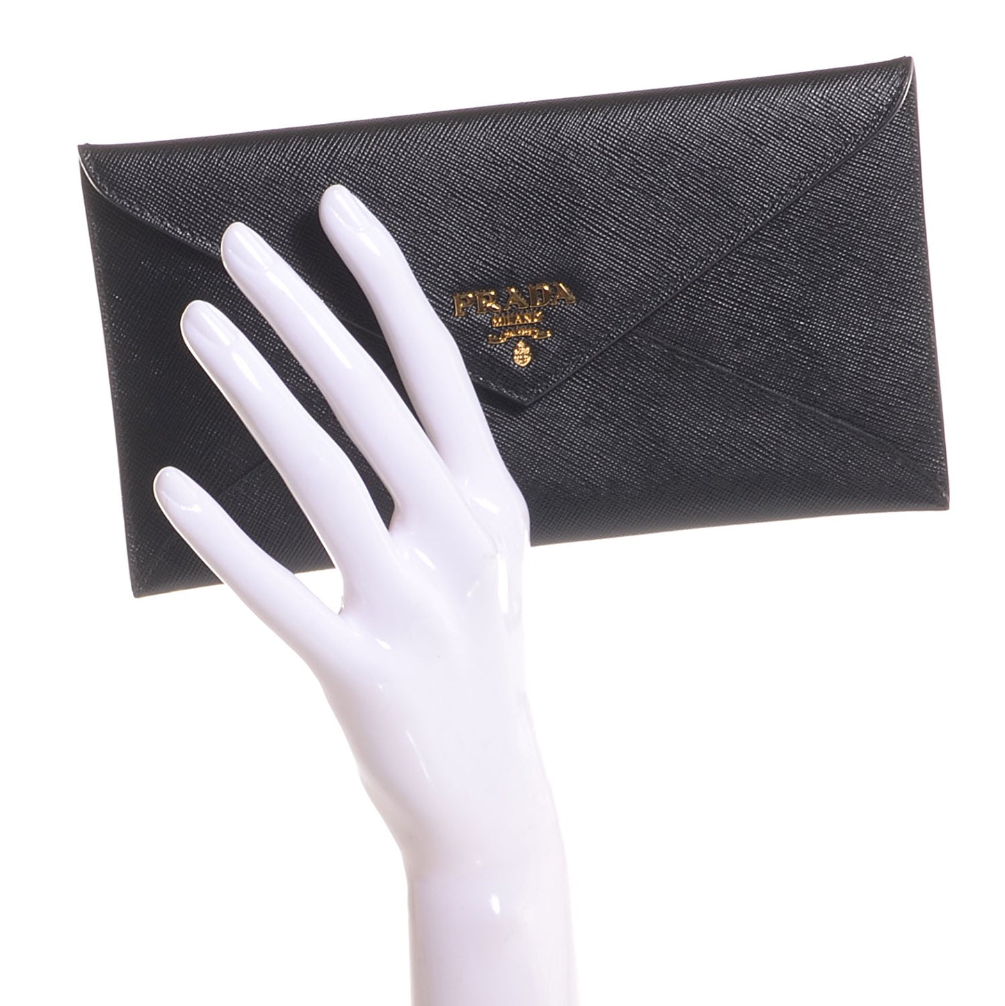 Saffiano Metal Envelope Wallet Black