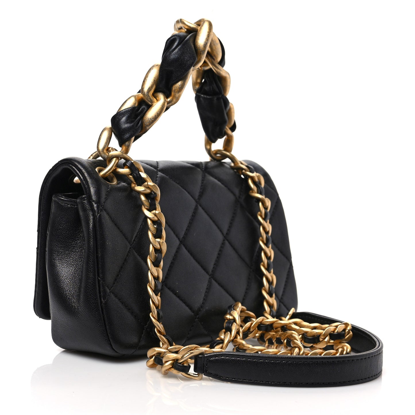 Shiny Lambskin Small Chain Is More Flap Black