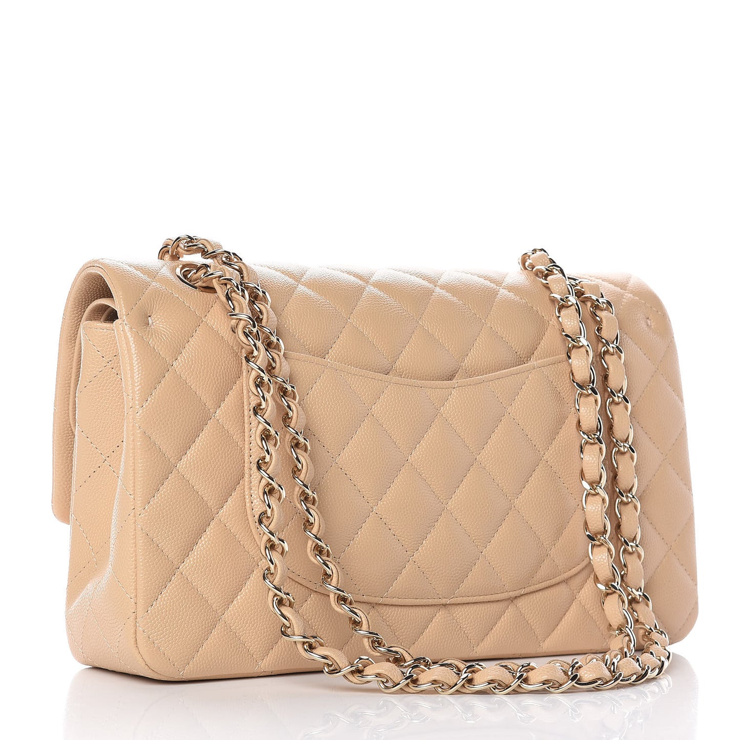 Caviar Quilted Medium Double Flap Beige Clair