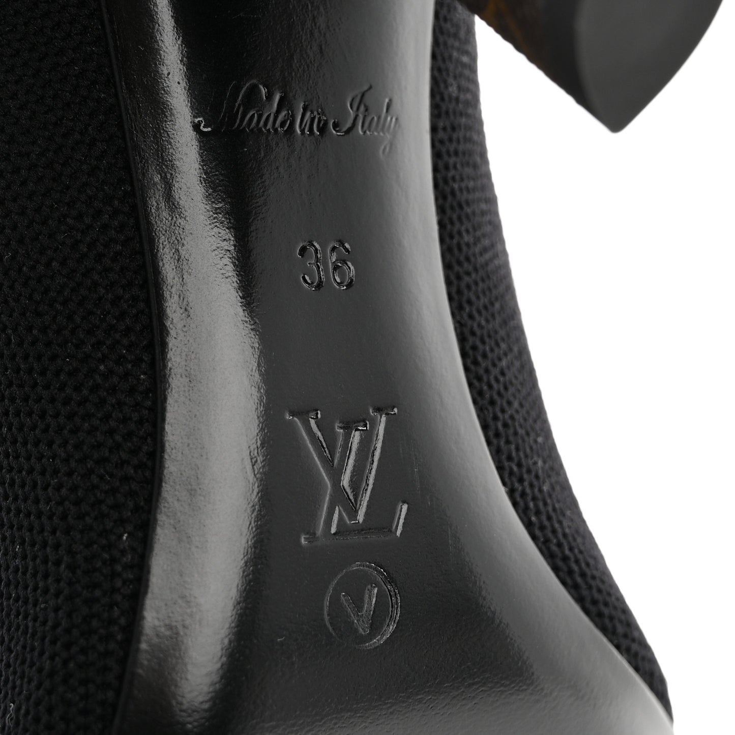 Monogram Stretch Fabric Silhouette Ankle Boots 36 Black