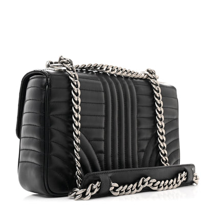 Prada Soft Calfskin Impunture Diagramme Medium Chain Flap Shoulder Bag Black 3 of 10