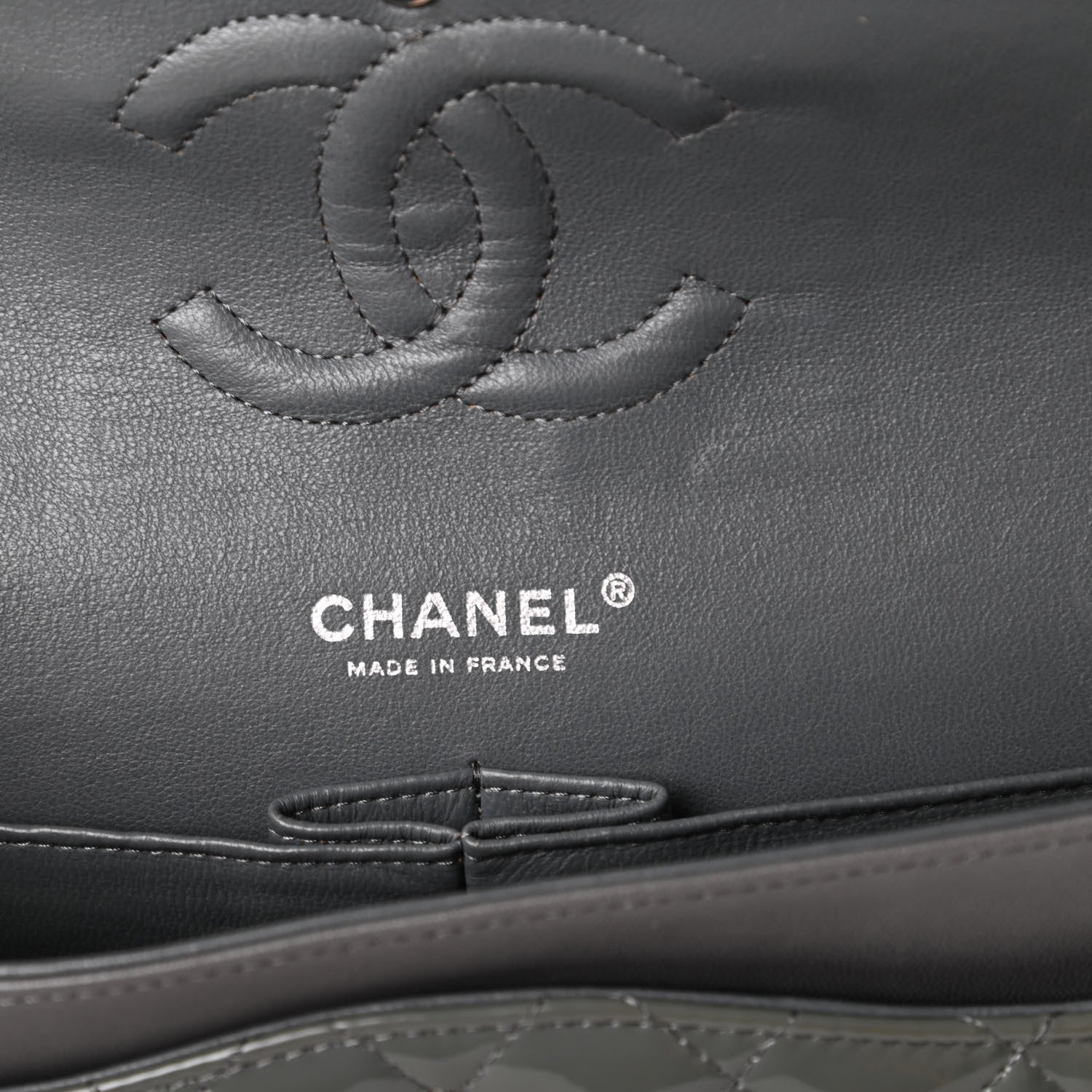 Chanel Patent Calfskin Quilted Medium Double Flap Grey 9 of 11