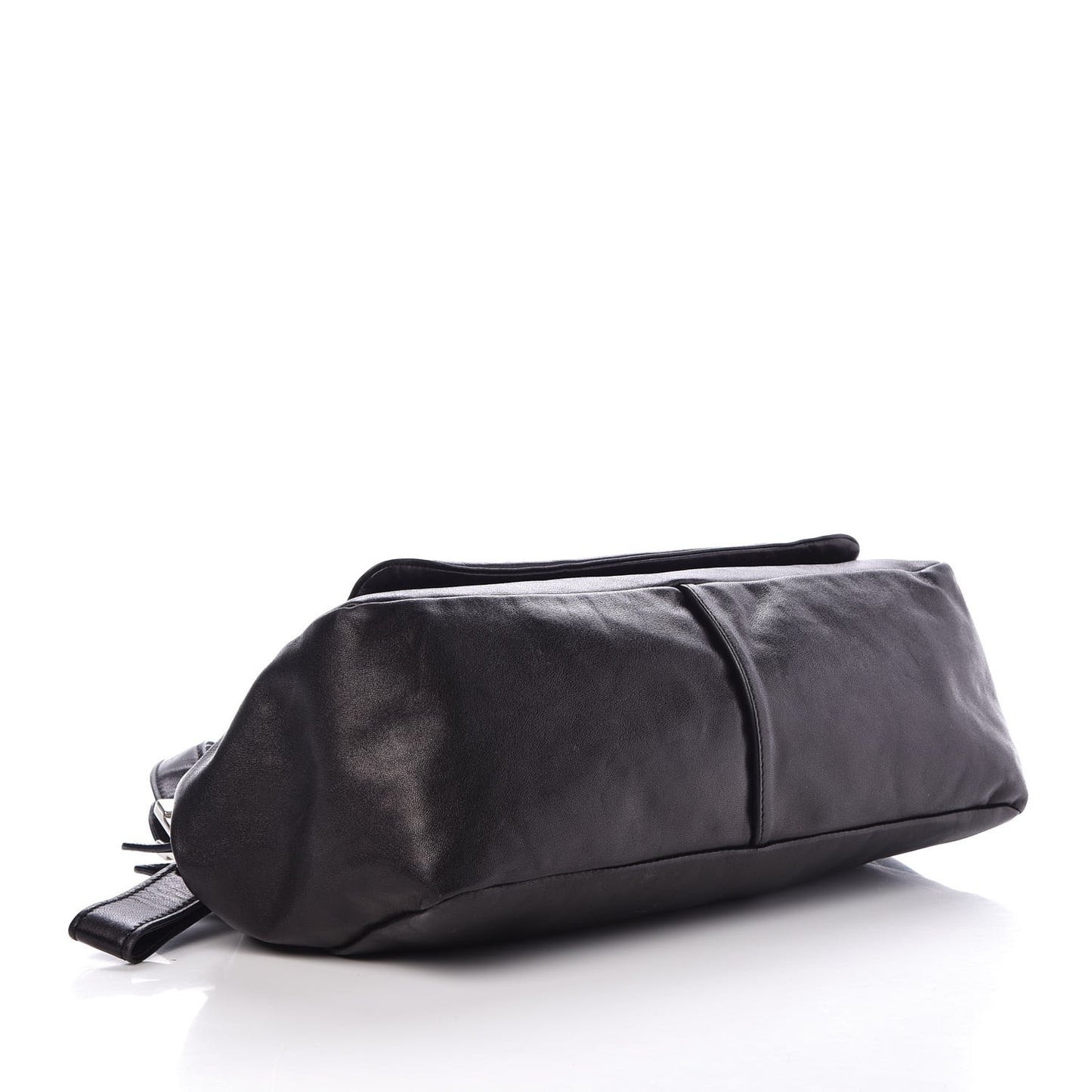 Calfskin Zipper Cutout Shoulder Bag Black