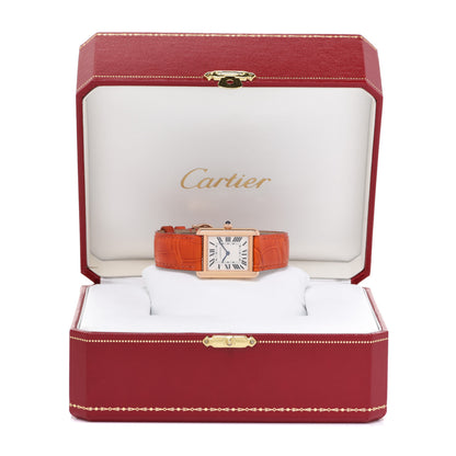 Cartier Stainless Steel 18K Yellow Gold Alligator 24mm Tank Solo Quartz Watch Orange 7 of 7