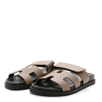 Hermes Epsom Womens Chypre Sandals 36.5 Etoupe 4 of 10