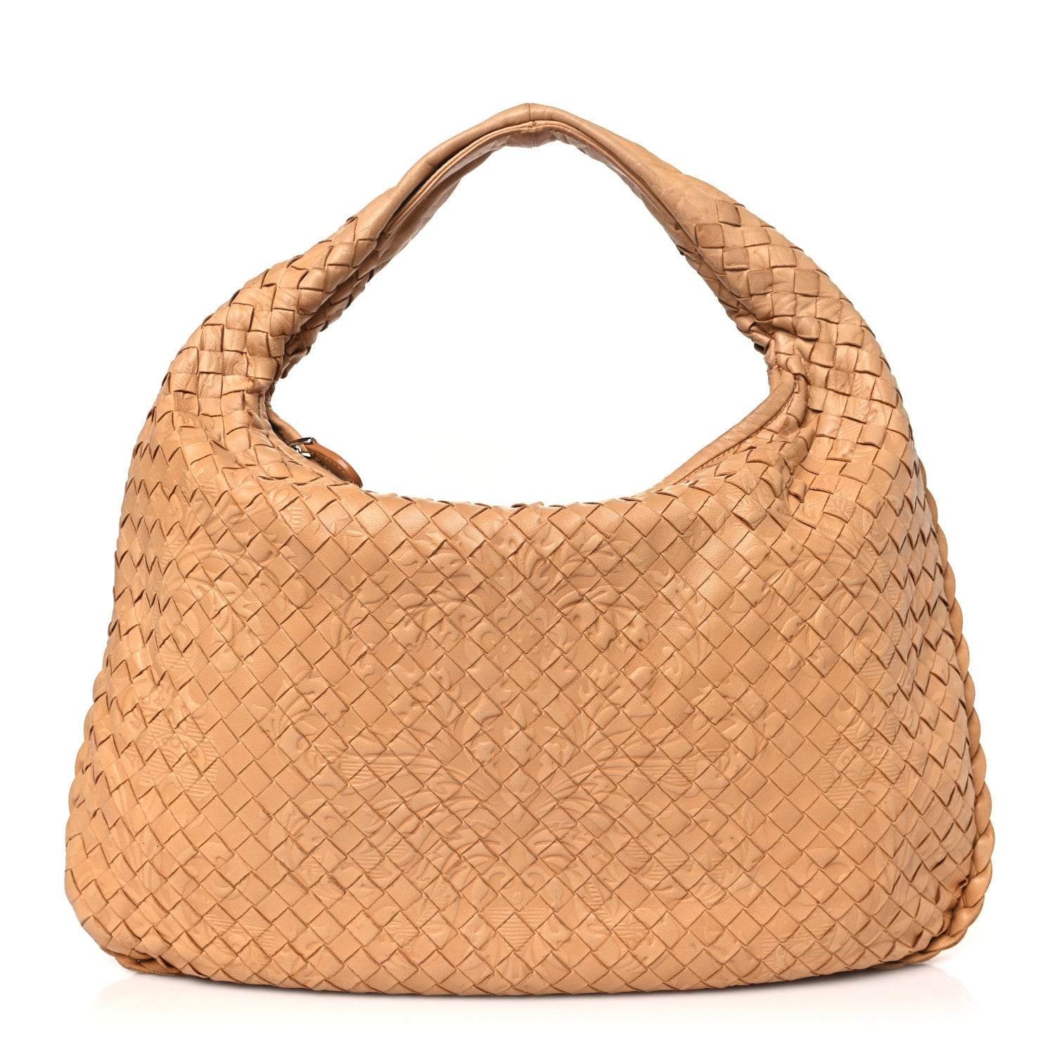Bottega Veneta BOTTEGA VENETA Nappa Intrecciato Embossed Medium Veneta Hobo Camel 1 of 12