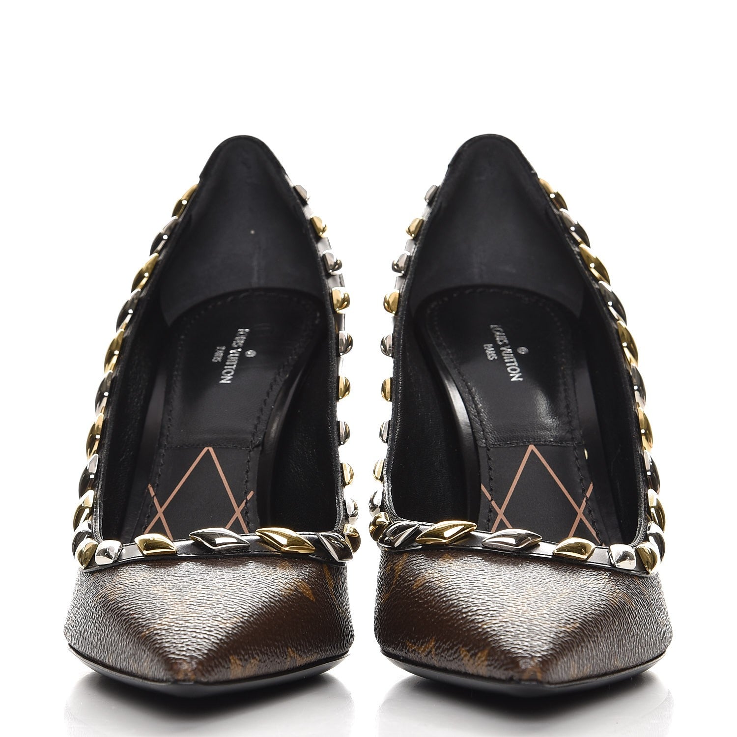 Louis Vuitton Calfskin Monogram Eldorado Pumps 37.5 Cacao 3 of 11