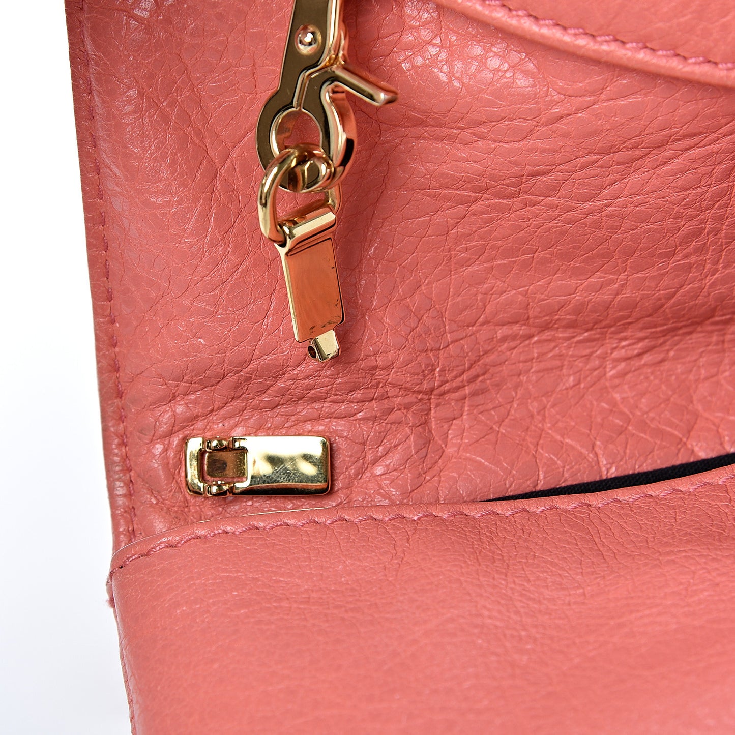 Agneau Giant 12 Gold Hardware Envelope Strap Clutch Rose Azalee