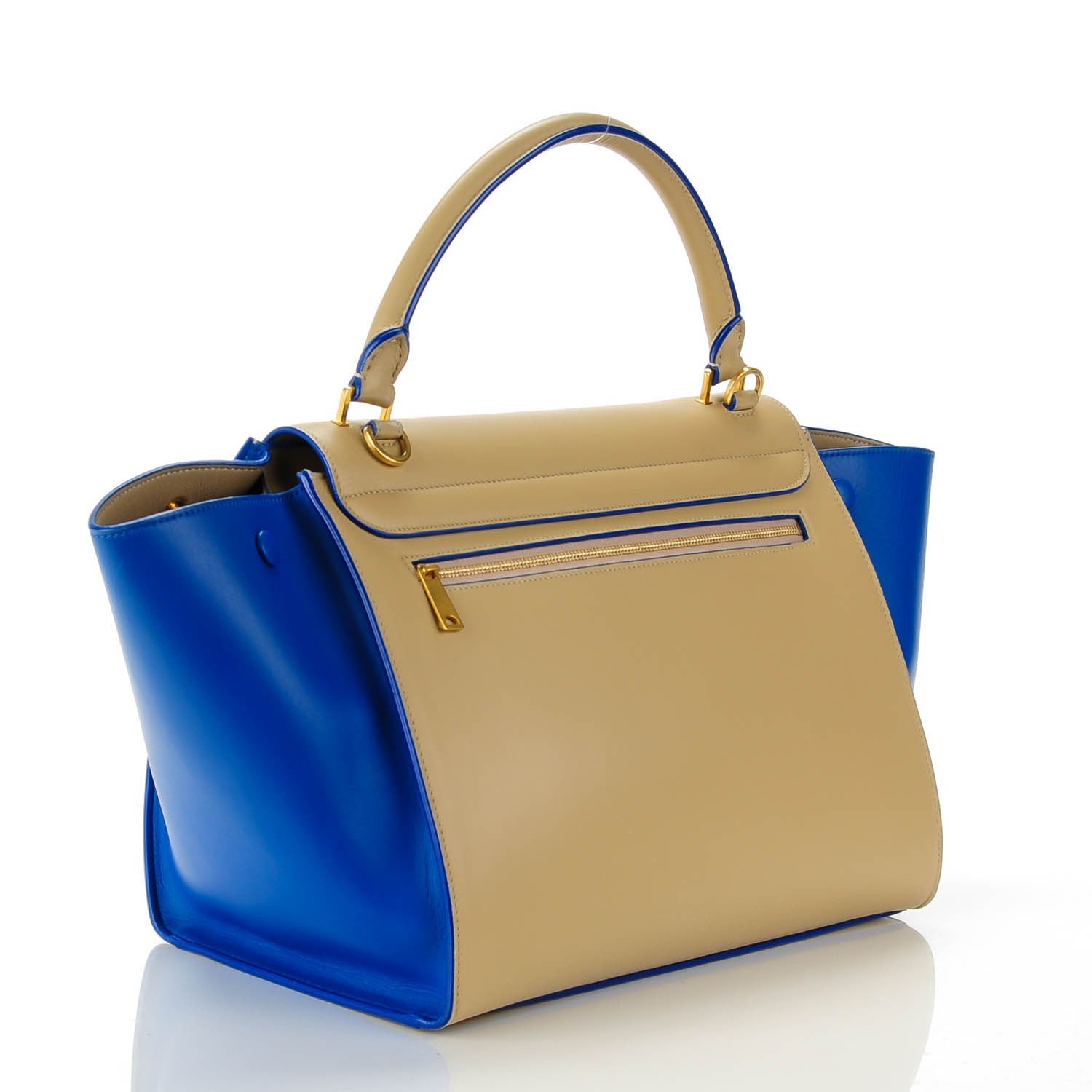 Celine Smooth Calfskin Medium Bi-Color Trapeze Khaki Blue Trim 3 of 9
