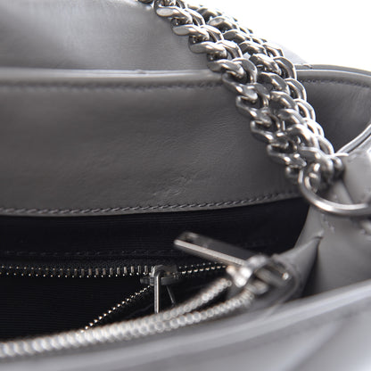 Saint Laurent Calfskin Y Quilted Monogram Medium Loulou Chain Satchel Light Gray 9 of 17