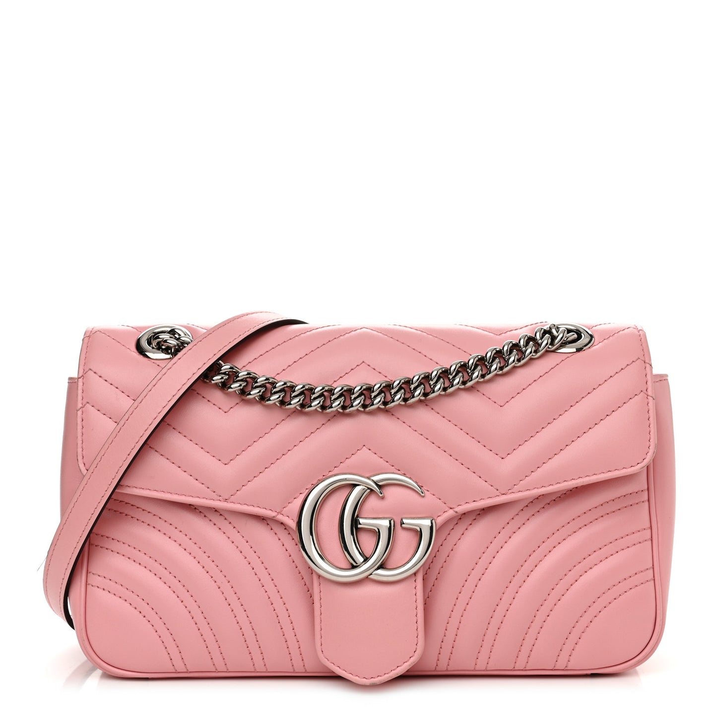 Calfskin Matelasse Small GG Marmont Shoulder Bag Wild Rose