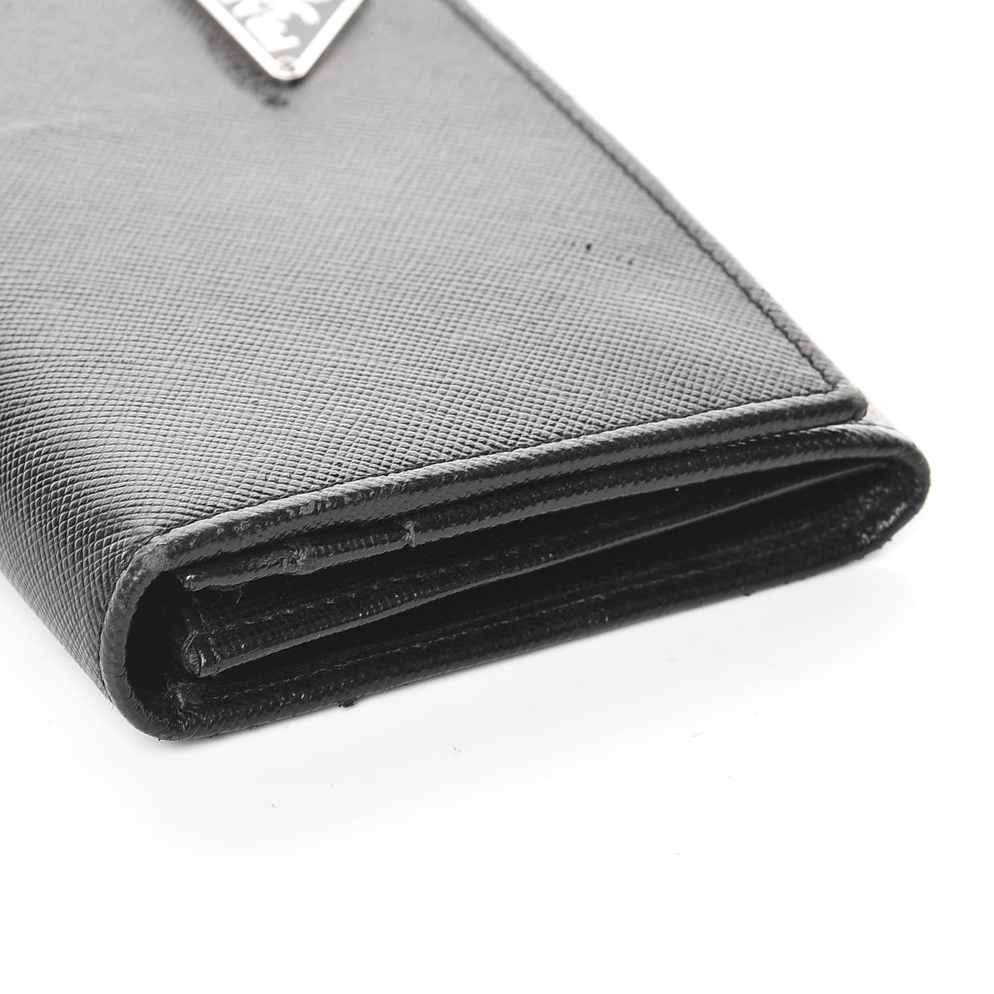 Saffiano Triangle Continental Flap Wallet Black
