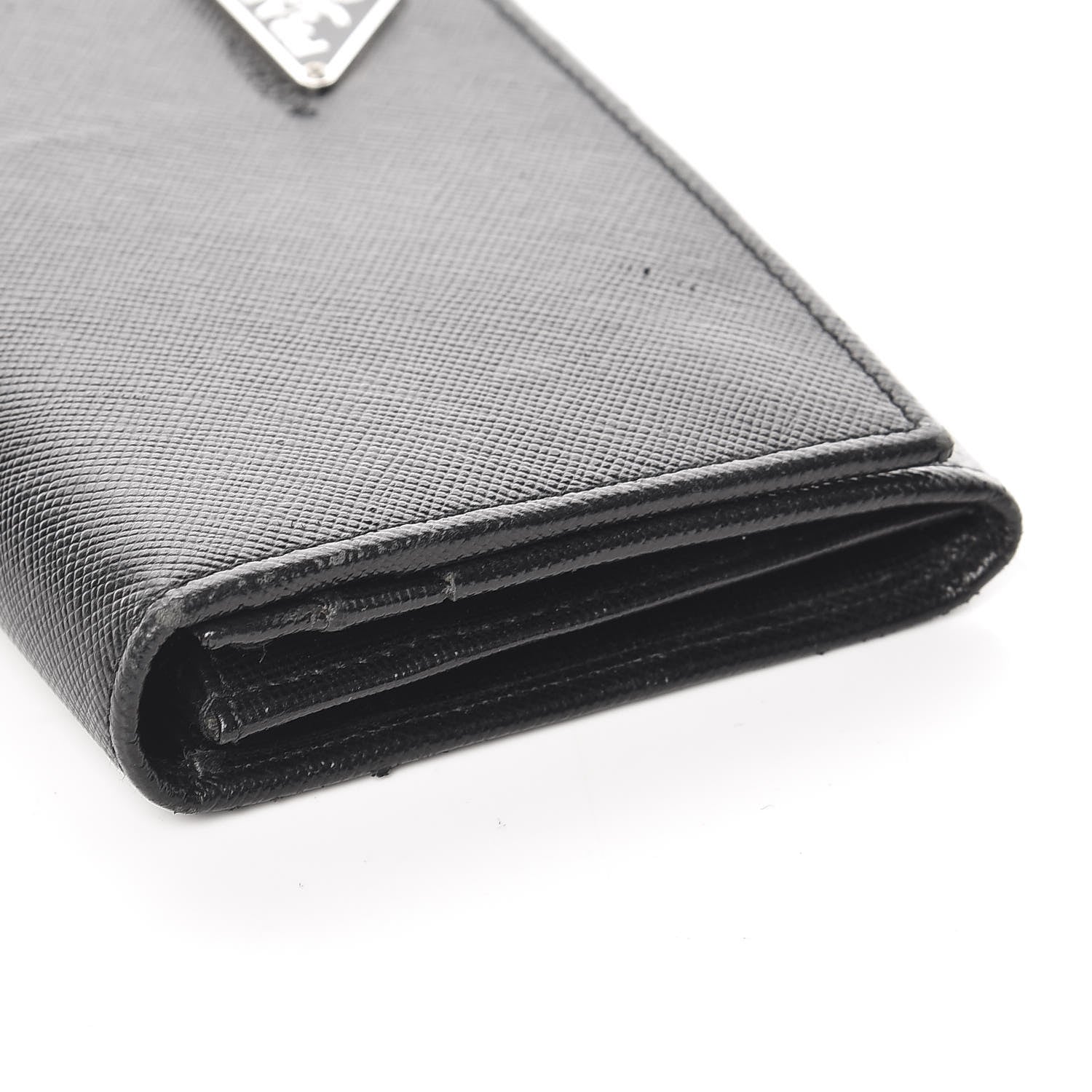 Prada Saffiano Triangle Continental Flap Wallet Black 10 of 12
