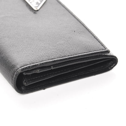 Prada Saffiano Triangle Continental Flap Wallet Black 10 of 12