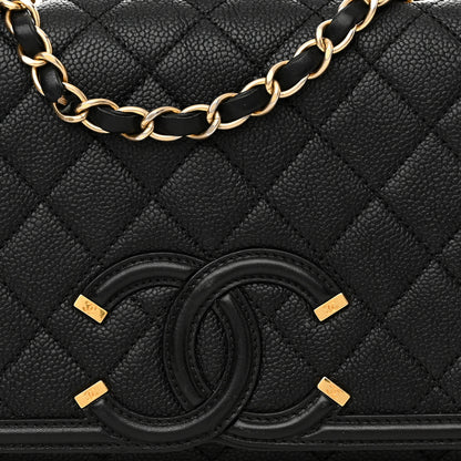 Chanel Caviar Quilted Medium CC Filigree Flap Black 8 of 11