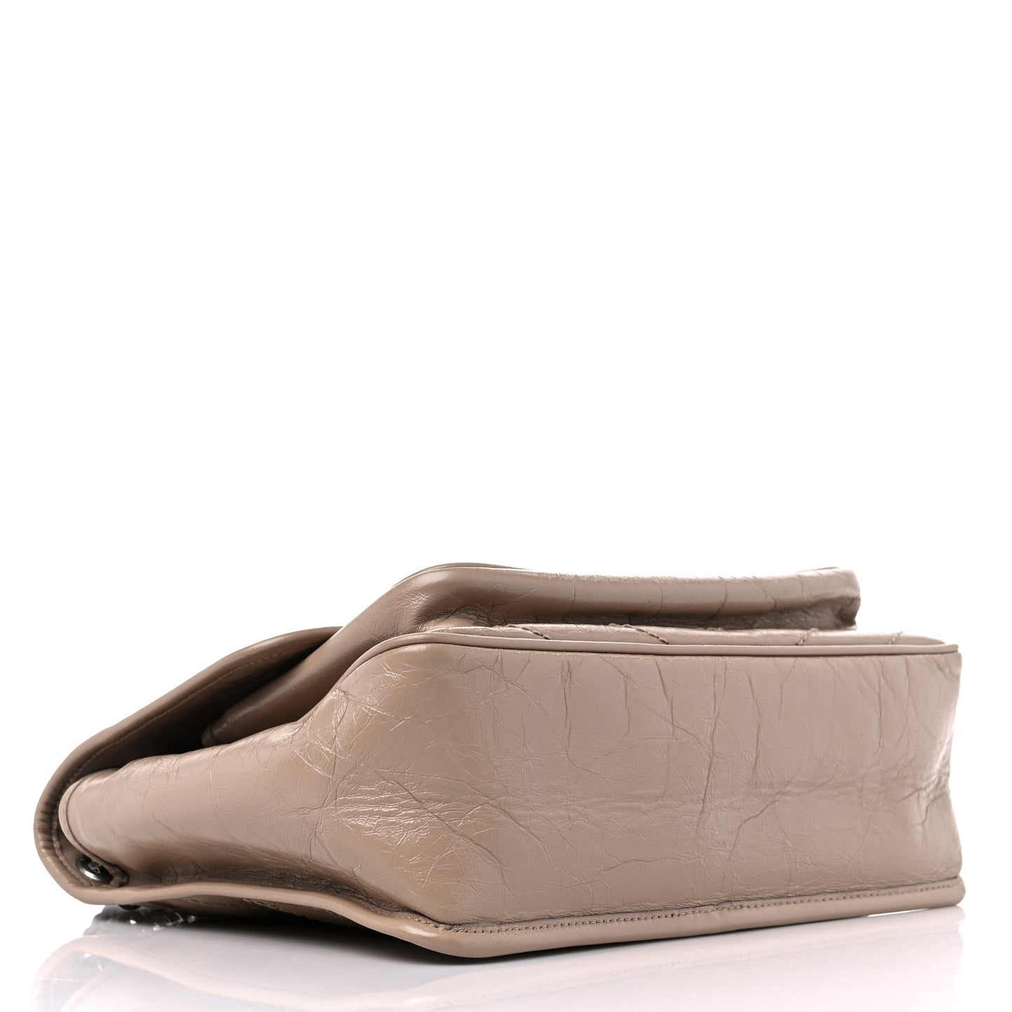 Crinkled Calfskin Matelasse Monogram Medium Niki Chain Satchel Gold Sand