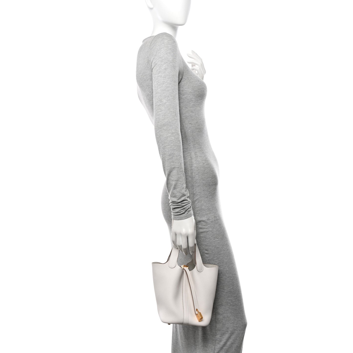 Taurillon Clemence Picotin Lock 18 PM Gris Pale