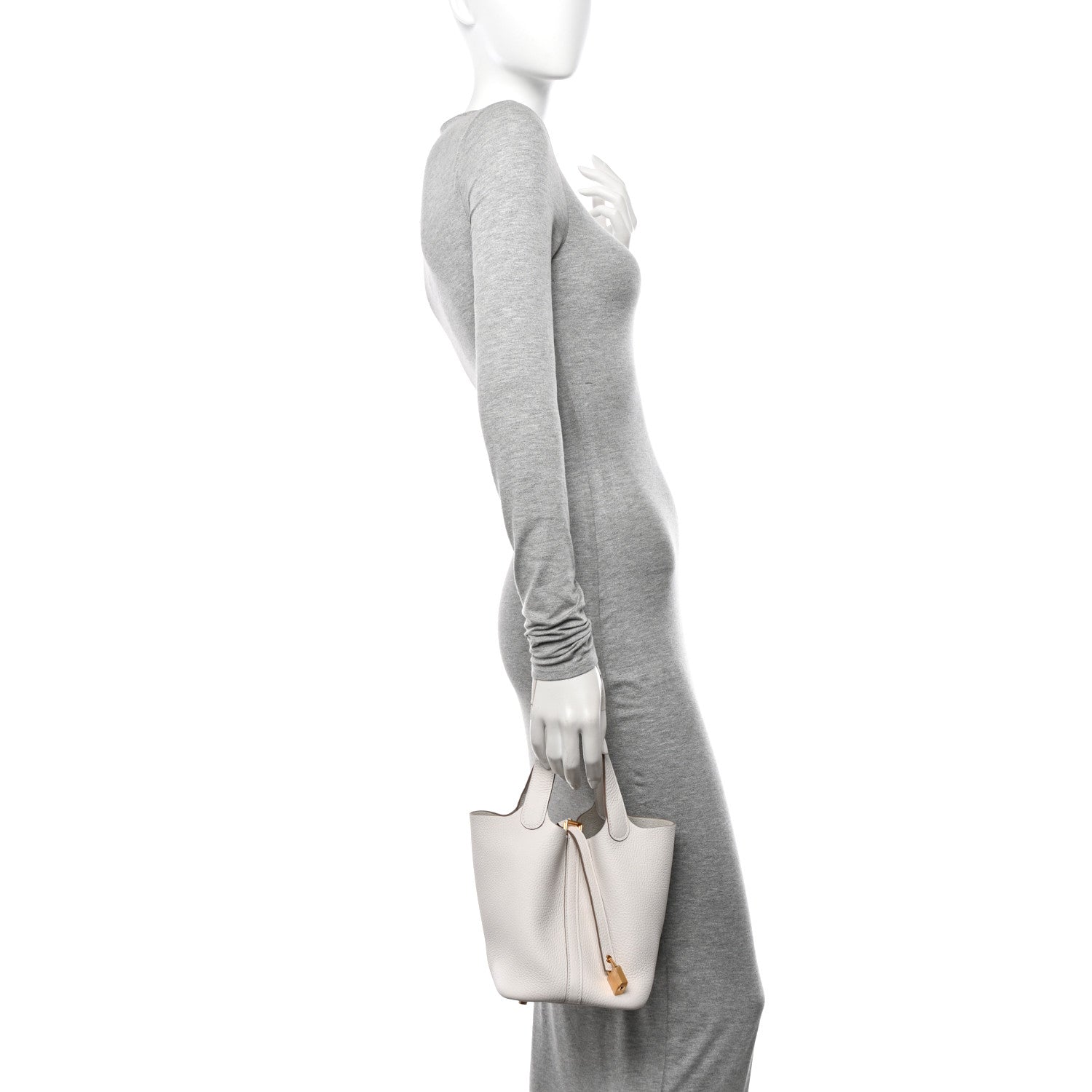 Hermes Taurillon Clemence Picotin Lock 18 PM Gris Pale 2 of 11