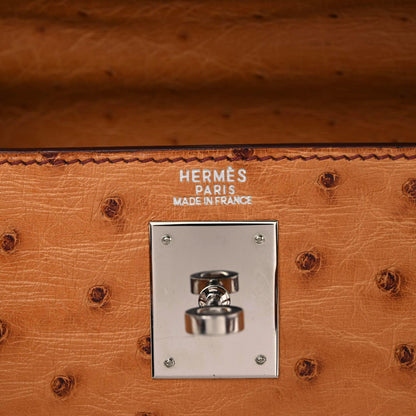 Hermes Ostrich Kelly Retourne 32 Gold 11 of 18