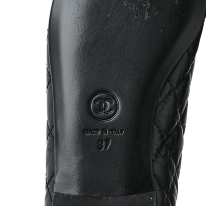 Chanel Aged Calfskin Quilted CC Cap Toe Ballerina Flats 37 Black 6 of 10