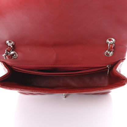 Chanel Patent Chevron Quilted Jumbo Single Flap Red 4 of 10