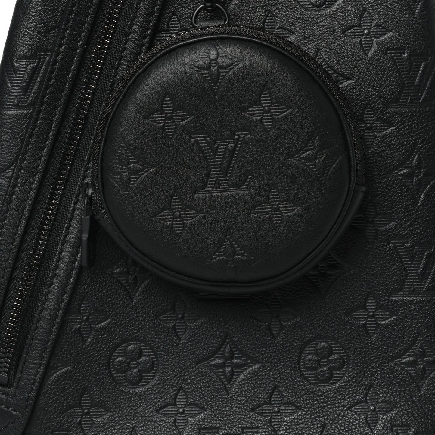 Calfskin Shadow Monogram Duo Slingbag Black