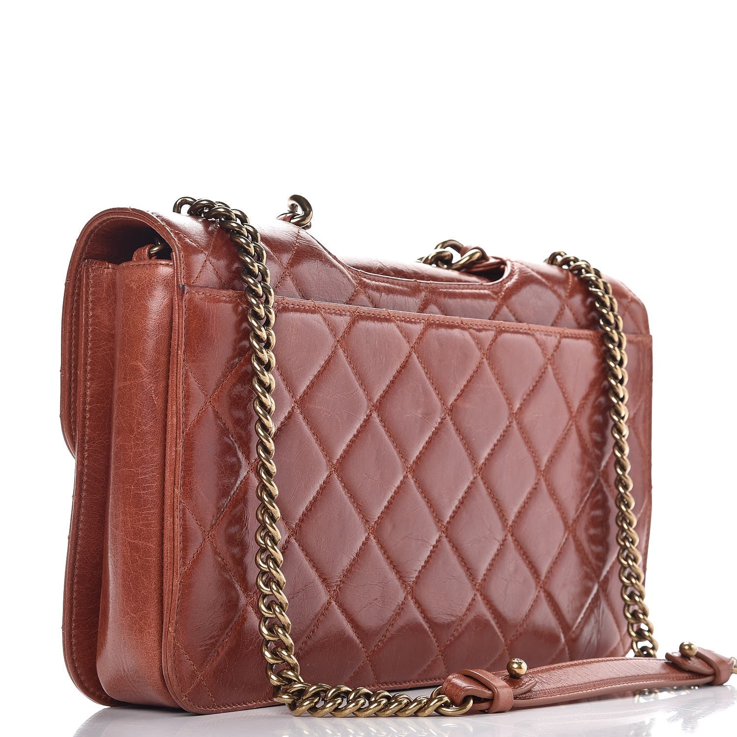 Chanel Glazed Calfskin Quilted Large Perfect Edge Flap Camel 3 of 10