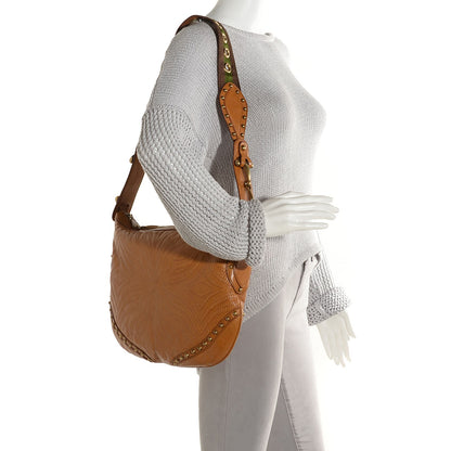Gucci Leather Embossed Borchie Hobo 2 of 7
