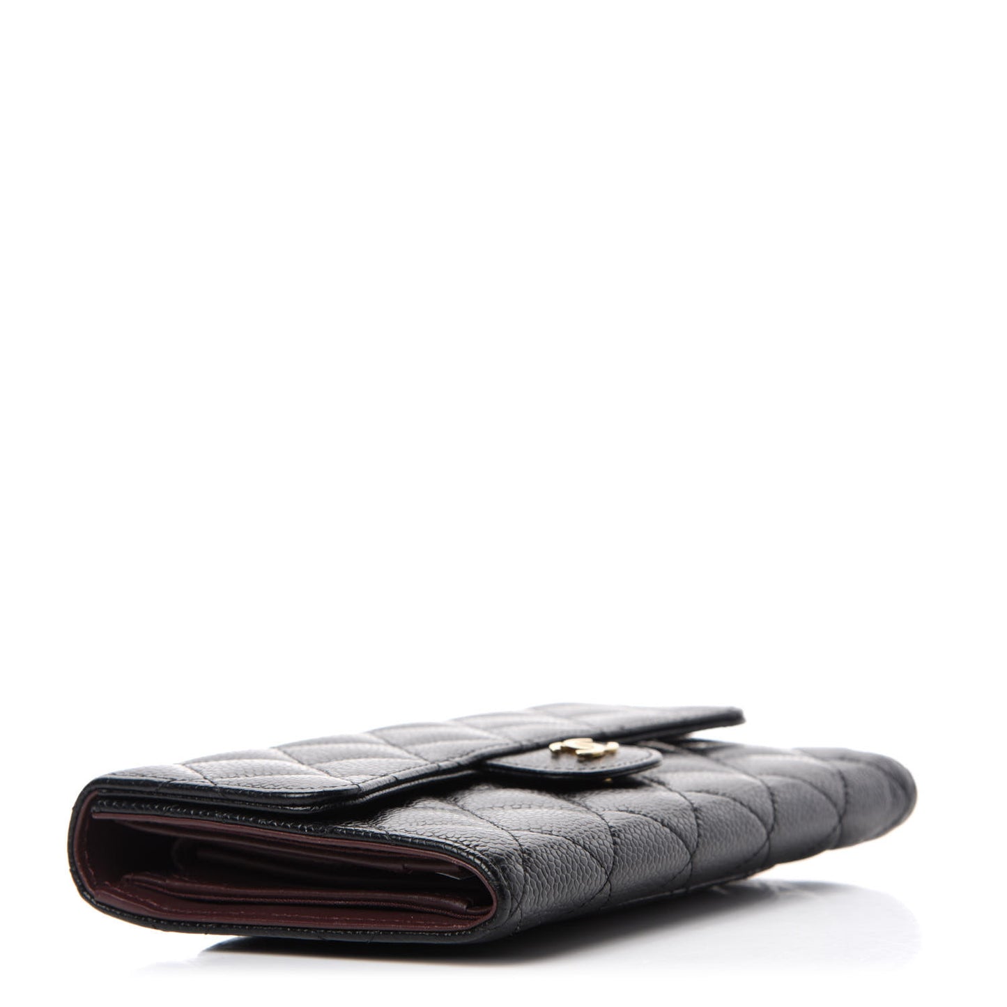Caviar Quilted Large Flap Wallet Black