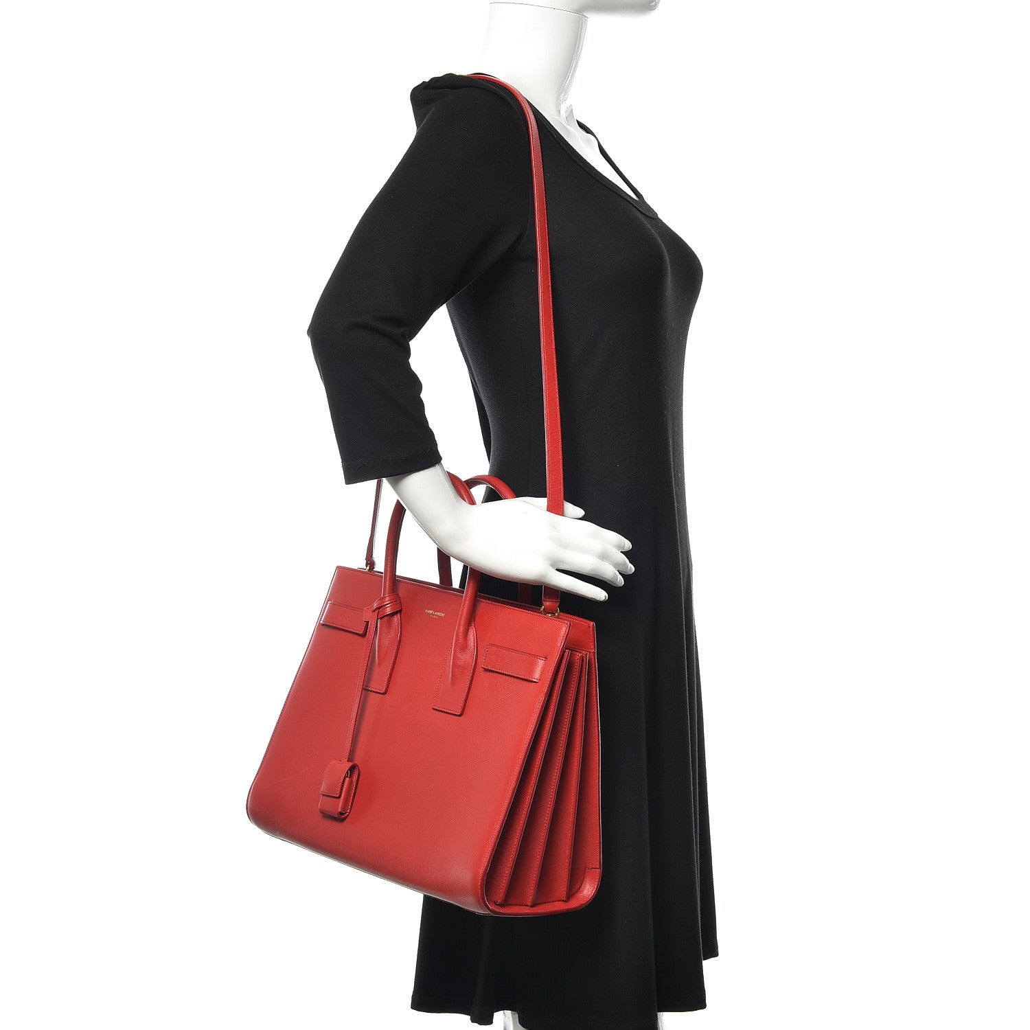 Saint Laurent Calfskin Small Sac De Jour Lipstick Red 2 of 9