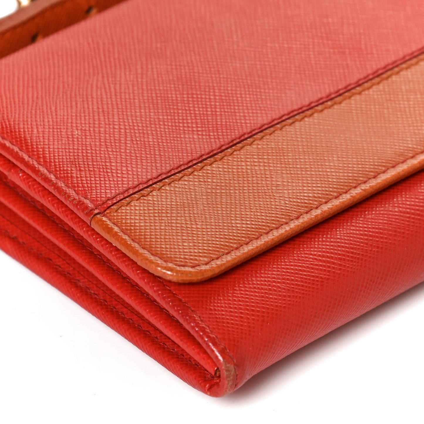 Saffiano Metal Oro Chain Wallet Red Orange