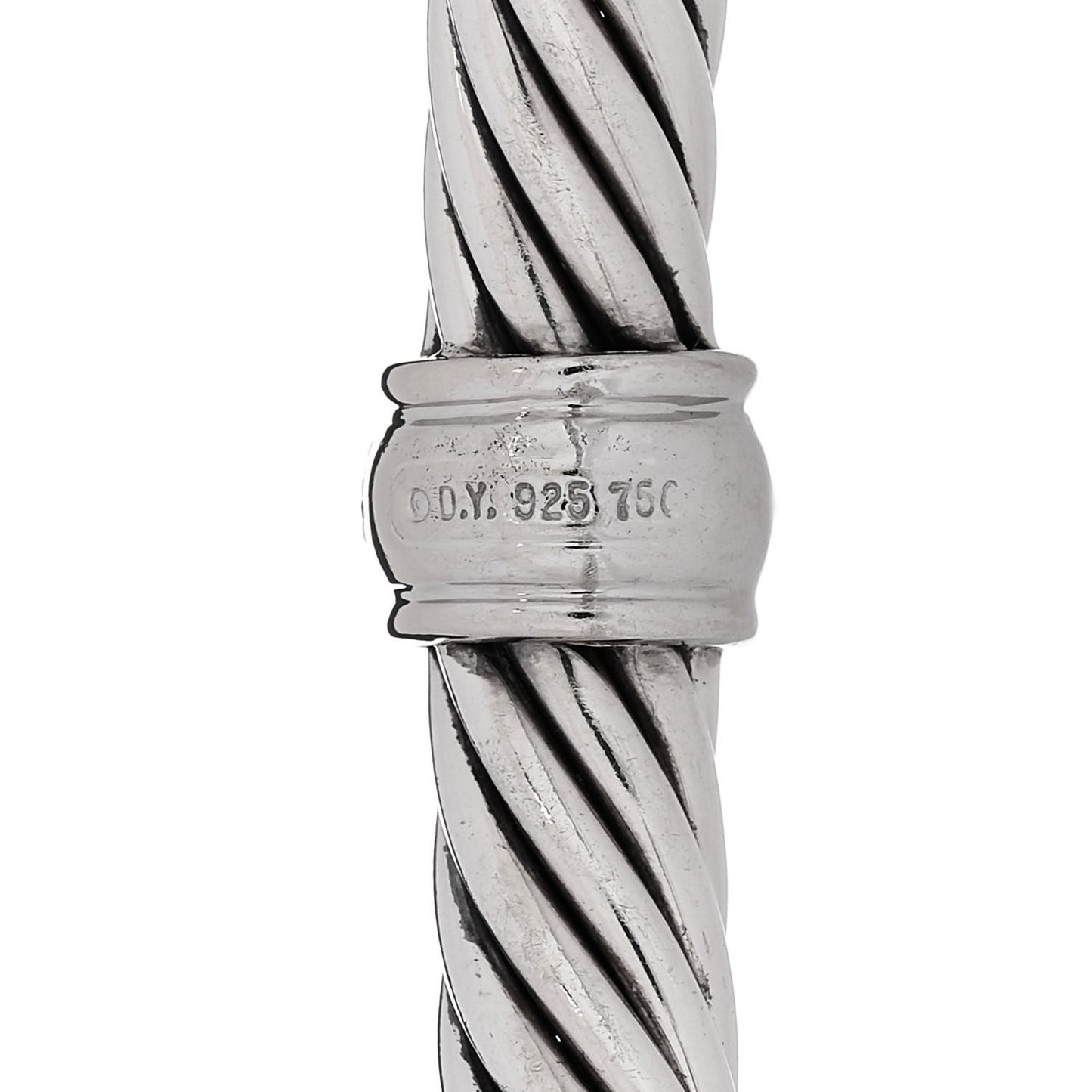 Sterling Silver 18K White Gold Diamond 7mm Cable Classics Station Bracelet