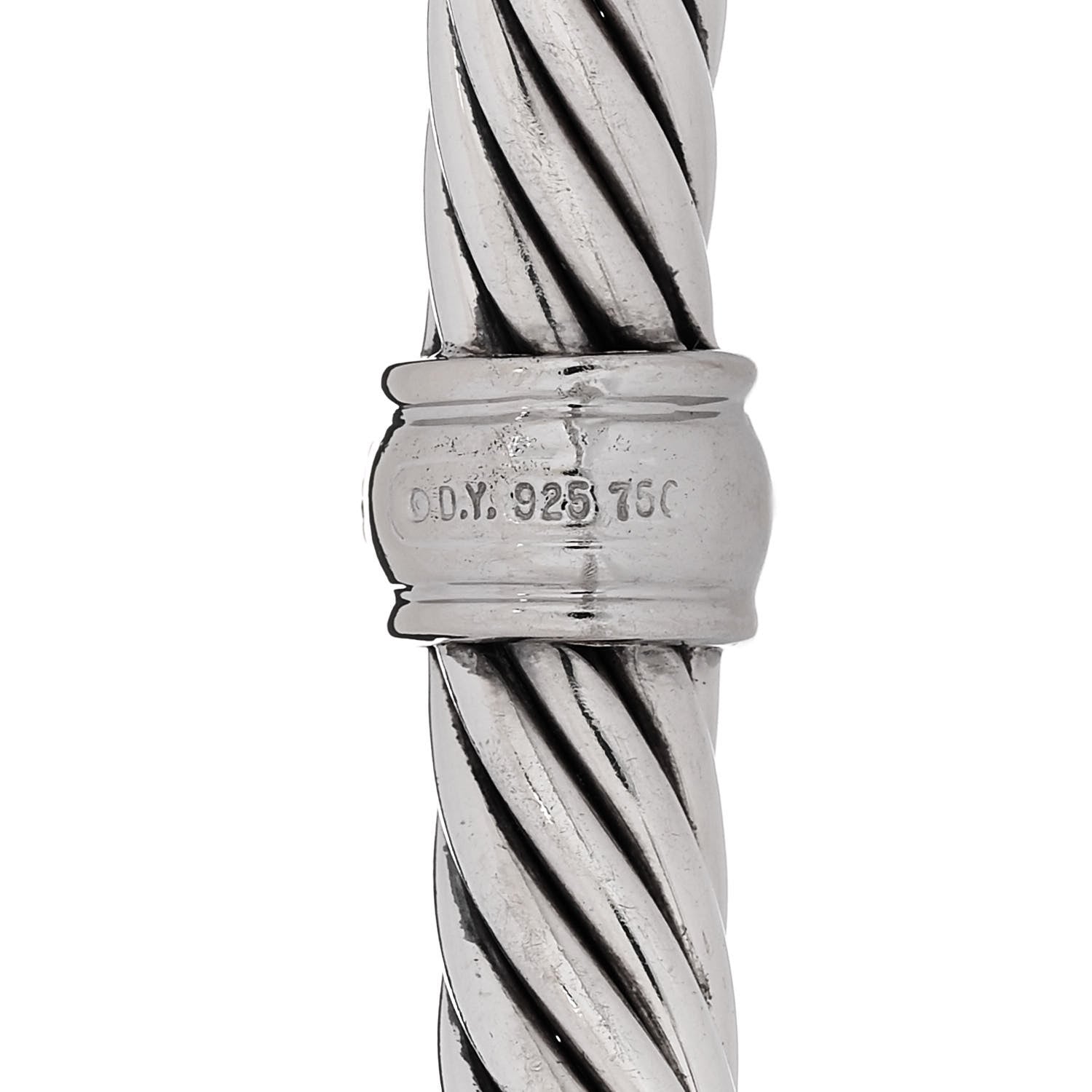 David Yurman Sterling Silver 18K White Gold Diamond 7mm Cable Classics Station Bracelet 3 of 3