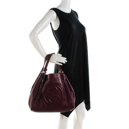 Gucci Pebbled Calfskin Medium Soho Shoulder Bag Bordeaux 2 of 7