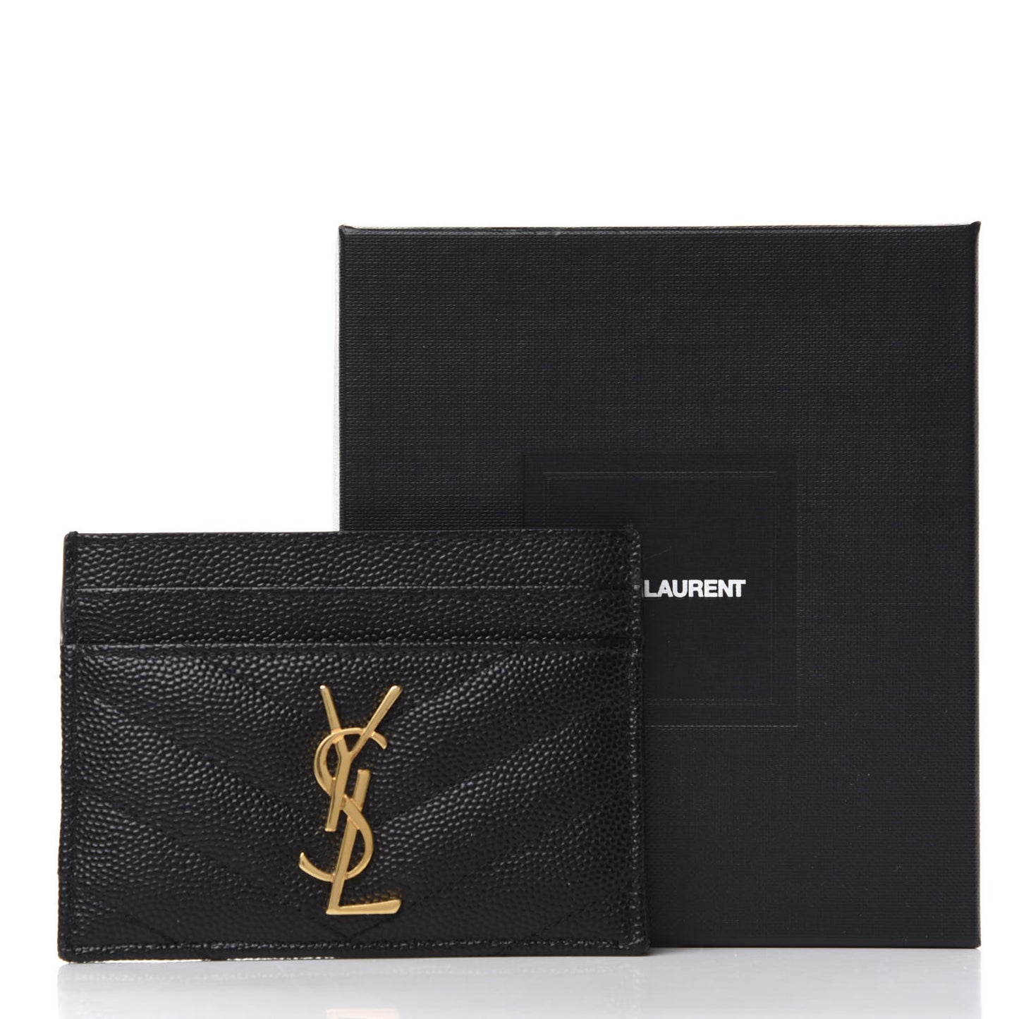 Grain De Poudre Matelasse Chevron Monogram Credit Card Case Black