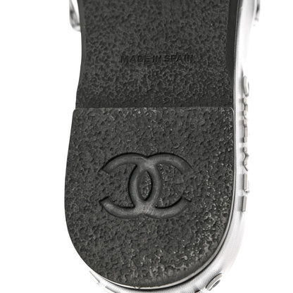 Chanel Lambskin Quilted CC Mules Sandals 36 Black White 8 of 13