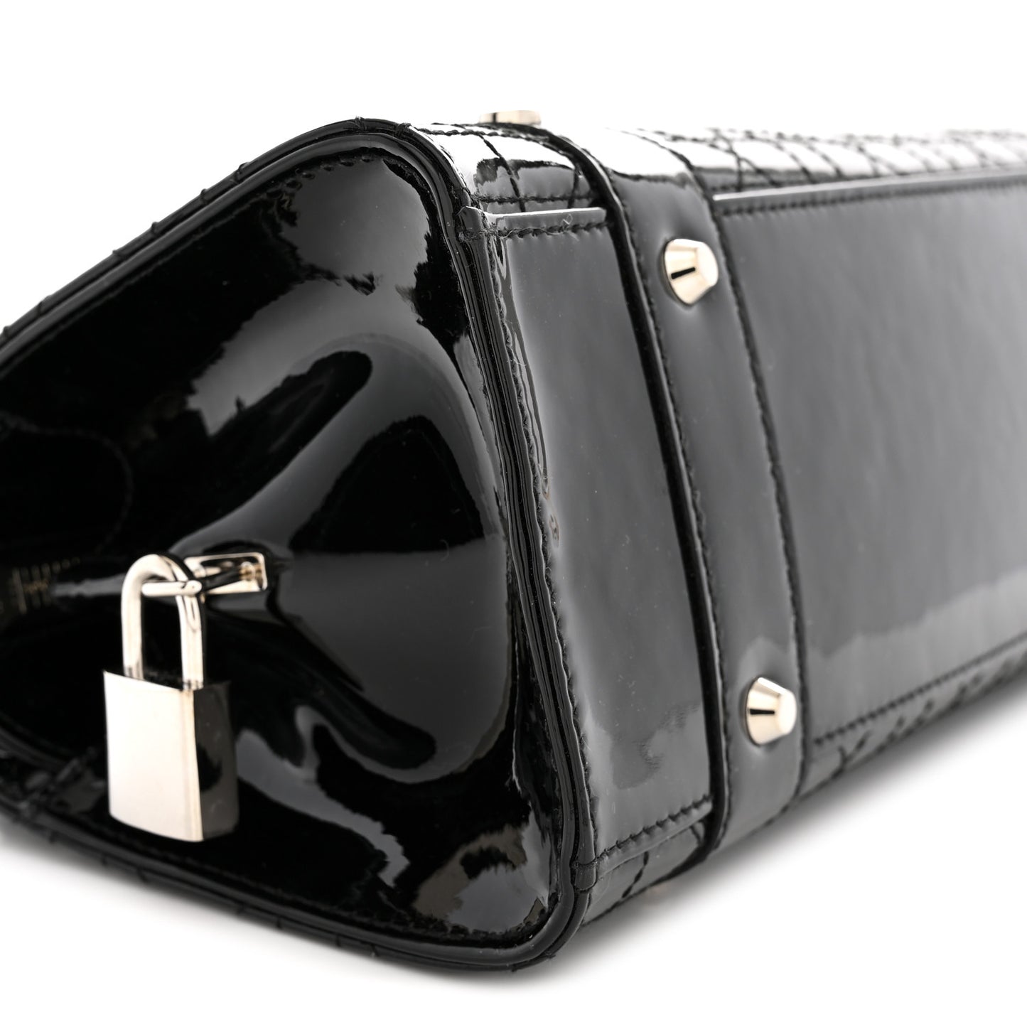 Patent Cannage Stitched East West Lady Dior Black