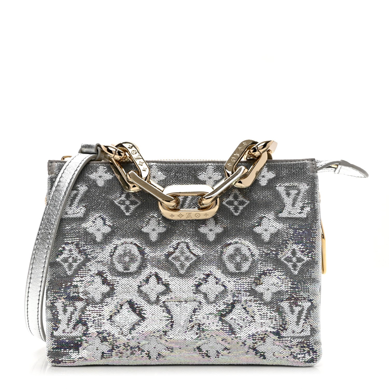 Louis Vuitton Satin Sequin Embroidered Monogram Coussin BB Silver 1 of 9