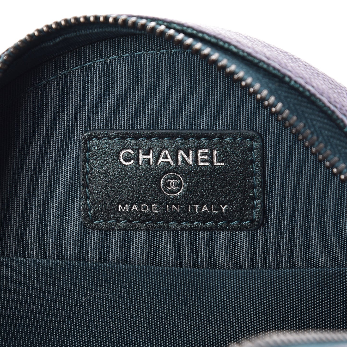 Iridescent Caviar Quilted Round Filigree Crossbody Dark Turquoise