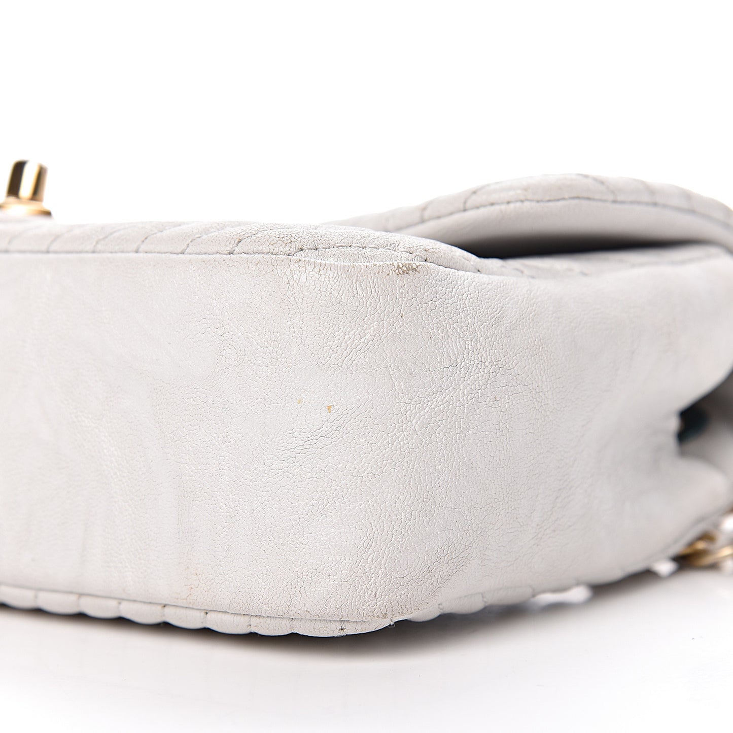 Calfskin Surpique Chevron Small Flap White