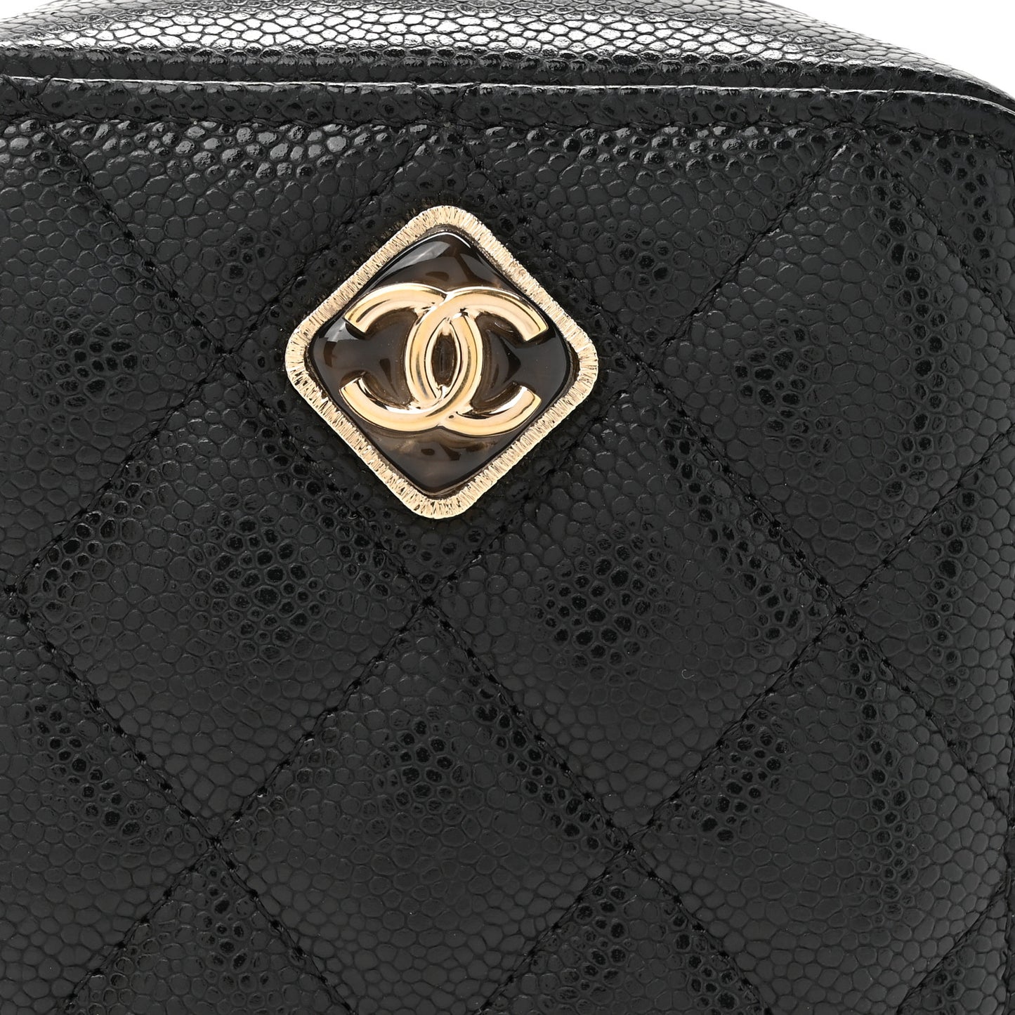 Caviar Quilted Clutch With Chain Black