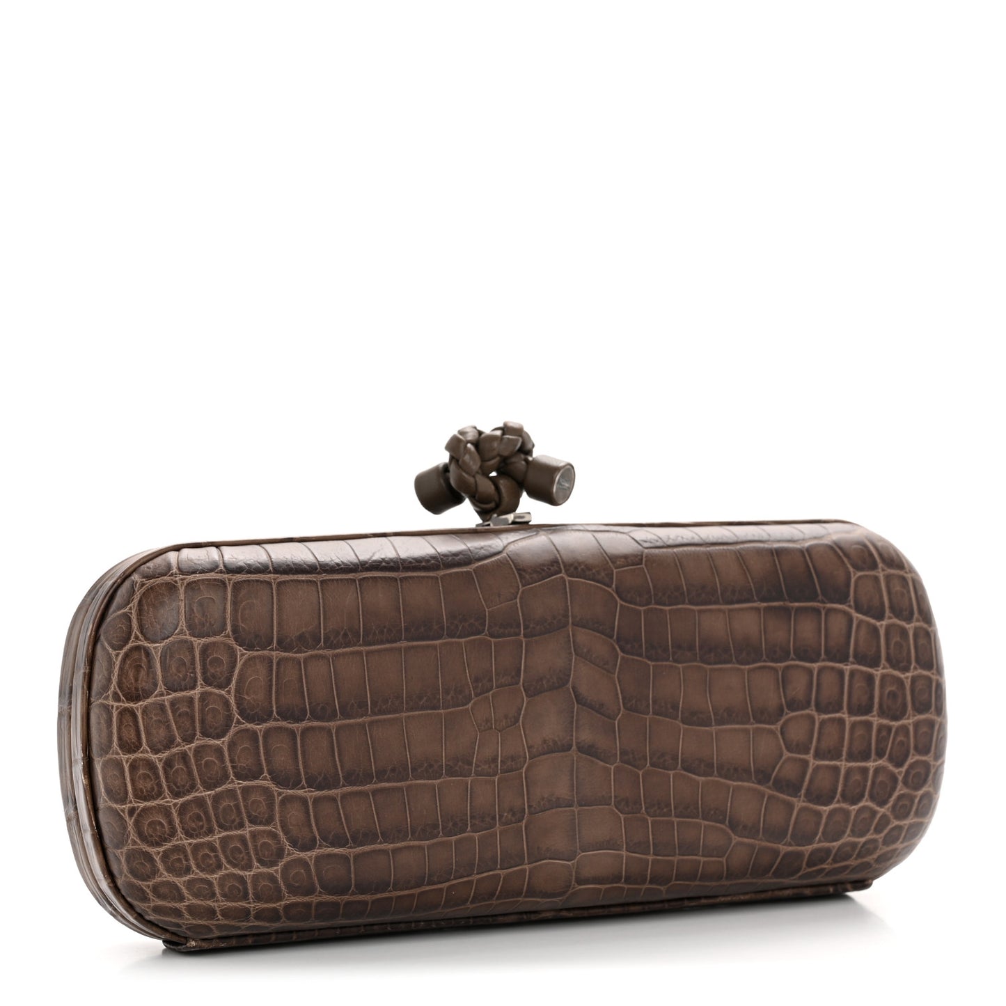 Crocodile Stretch Knot Clutch Brown