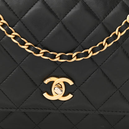 Chanel Lambskin Quilted CC Pearl Crush Wallet on Chain WOC Black 9 of 12