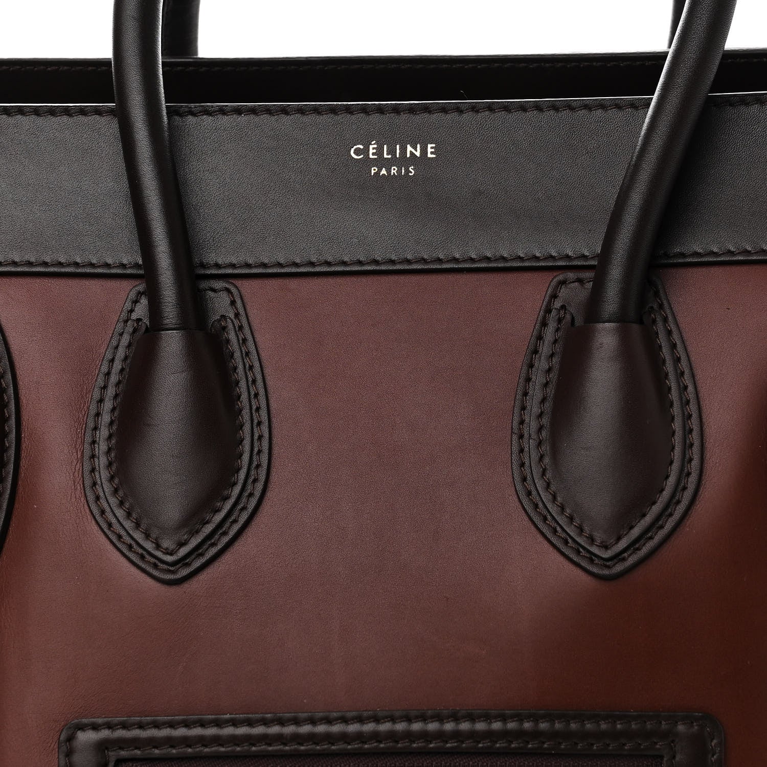 Celine Smooth Calfskin Mini Tri-Color Luggage Acajou Acajou 7 of 11