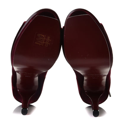 Saint Laurent Velluto Master Lace Up Tribute 105 Platform Sandals 36.5 Burgundy 10 of 13